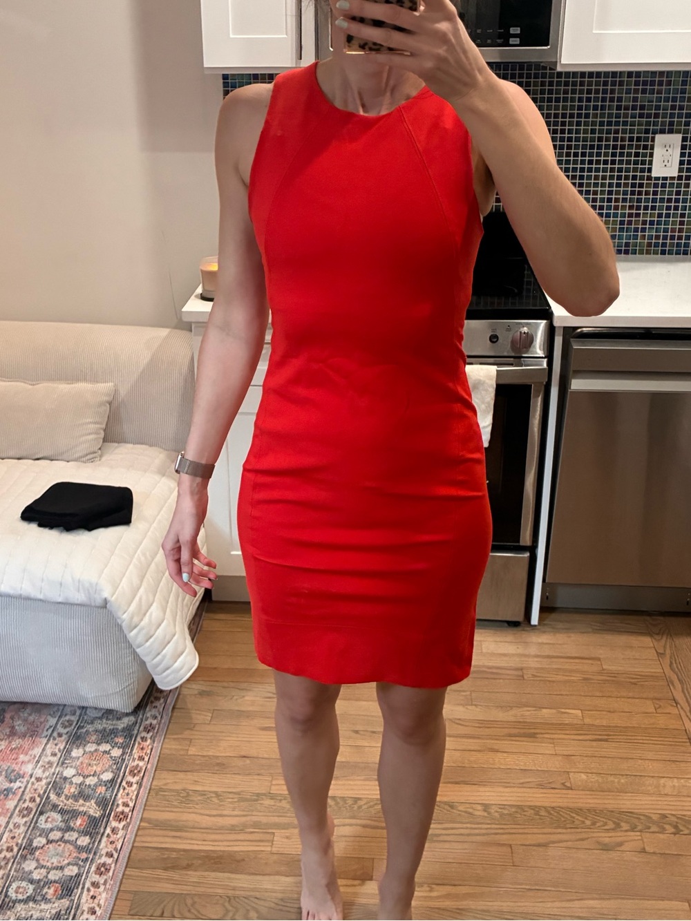 Babaton Red Sleeveless Mini Sheath Dress
